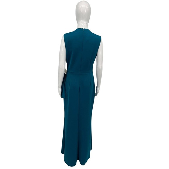ELIZA J Womens In Peacock Ruffle Stretch Satin Gown Size 8 - Picture 4 of 10